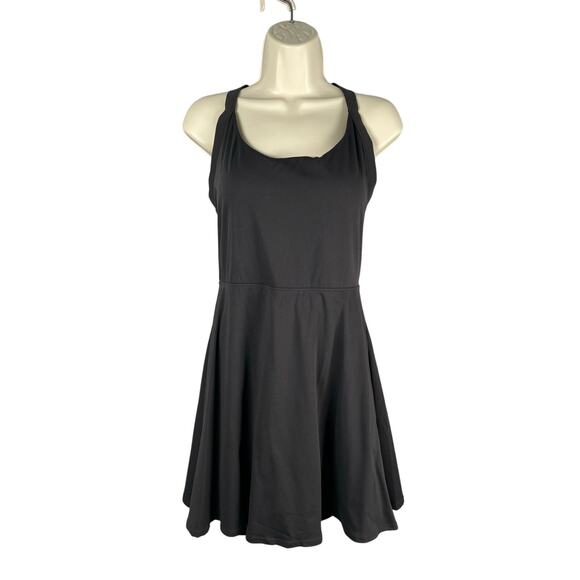 Halara Dress Womens Large Black Padded Cups Shorts A-line Twist Back Activewear - Picture 1 of 10